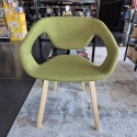 CHAISE LINER TISSU VERT PIEDS BOIS