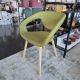 CHAISE LINER TISSU VERT PIEDS BOIS